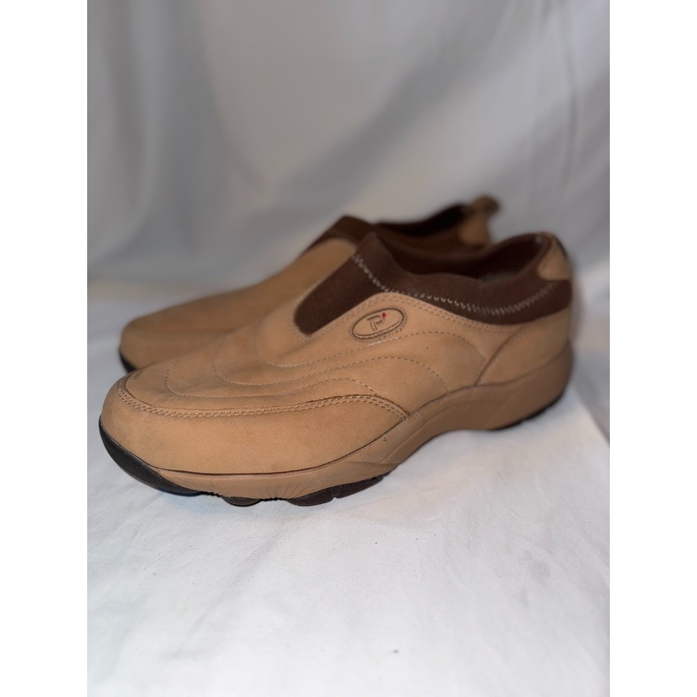 Propet Wash and Wear II W3851 Womens Sneaker 10 Tan Leather Slip On Walking Shoe
